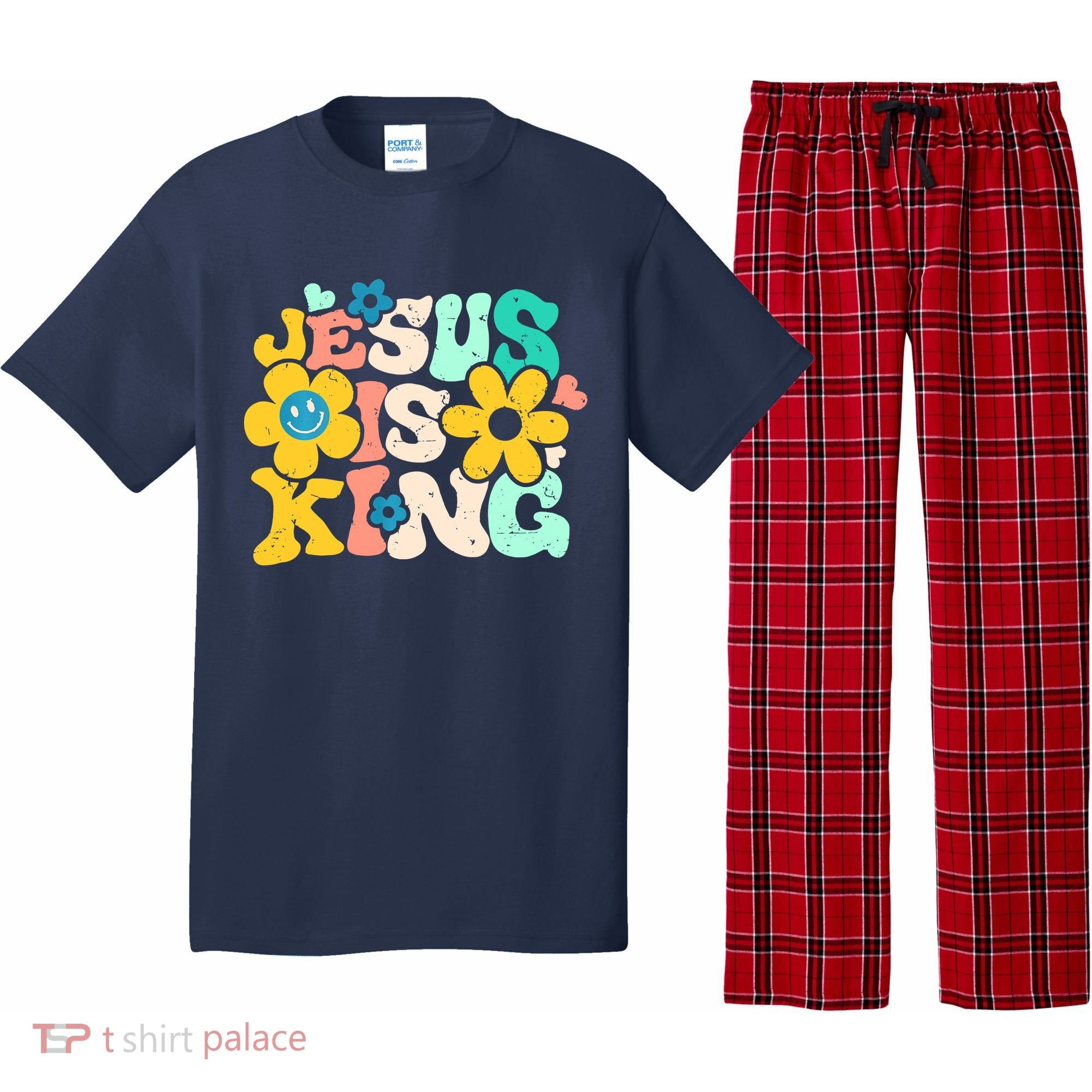Christian Jesus Is King Aesthetic Groovy Pajama Set