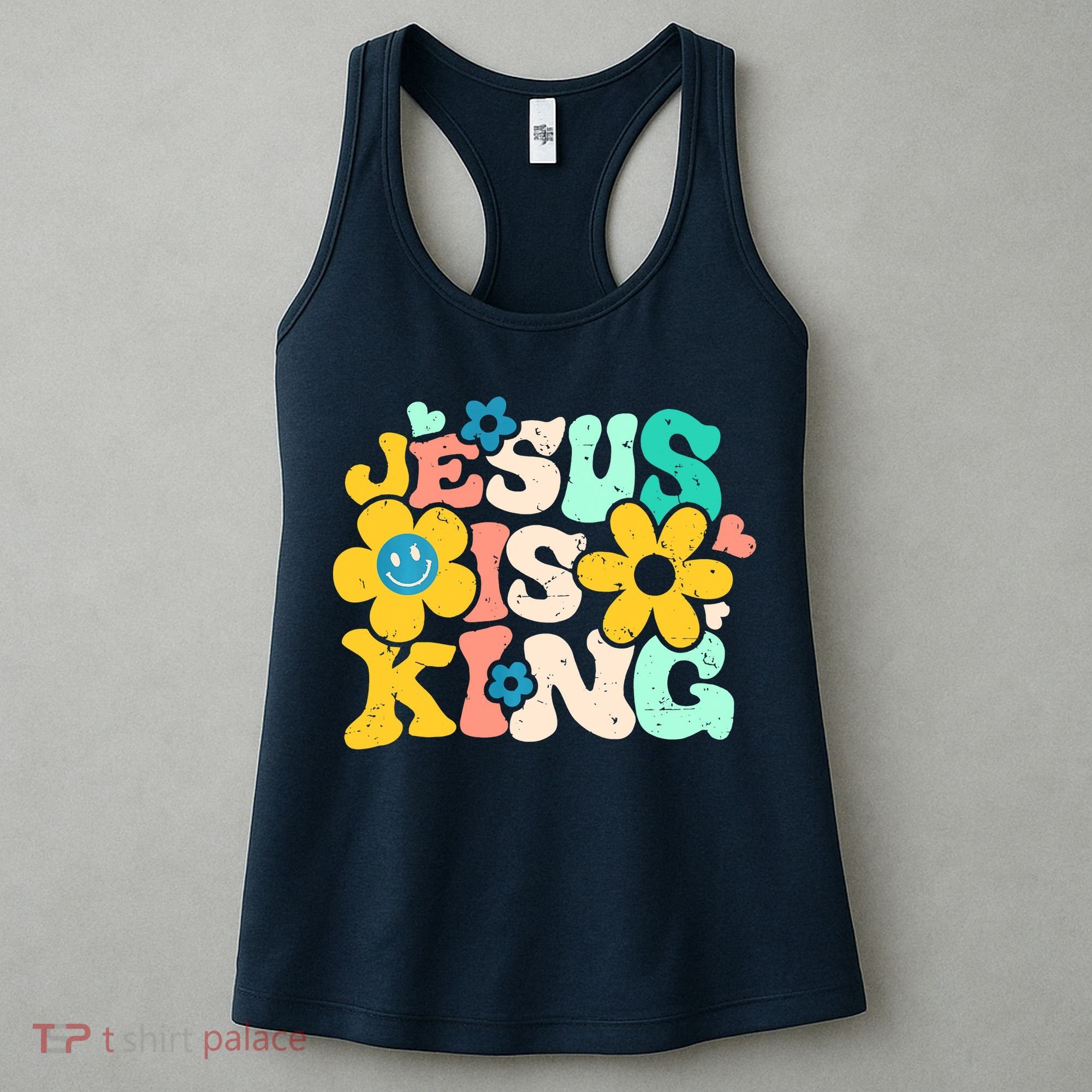 Christian Jesus Is King Aesthetic Groovy Women's Tank Top