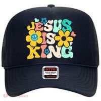 Christian Jesus Is King Aesthetic Groovy Hat thumb 0