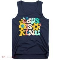 Christian Jesus Is King Aesthetic Groovy Tank Top thumb 0