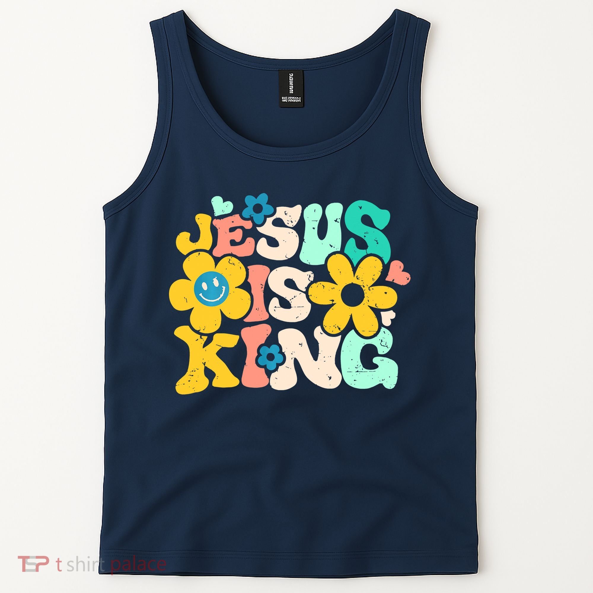 Christian Jesus Is King Aesthetic Groovy Tank Top