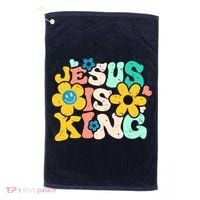 Christian Jesus Is King Aesthetic Groovy Golf Towel thumb 0