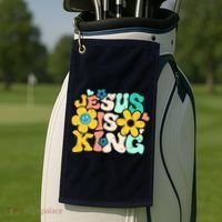 Christian Jesus Is King Aesthetic Groovy Golf Towel thumb 2