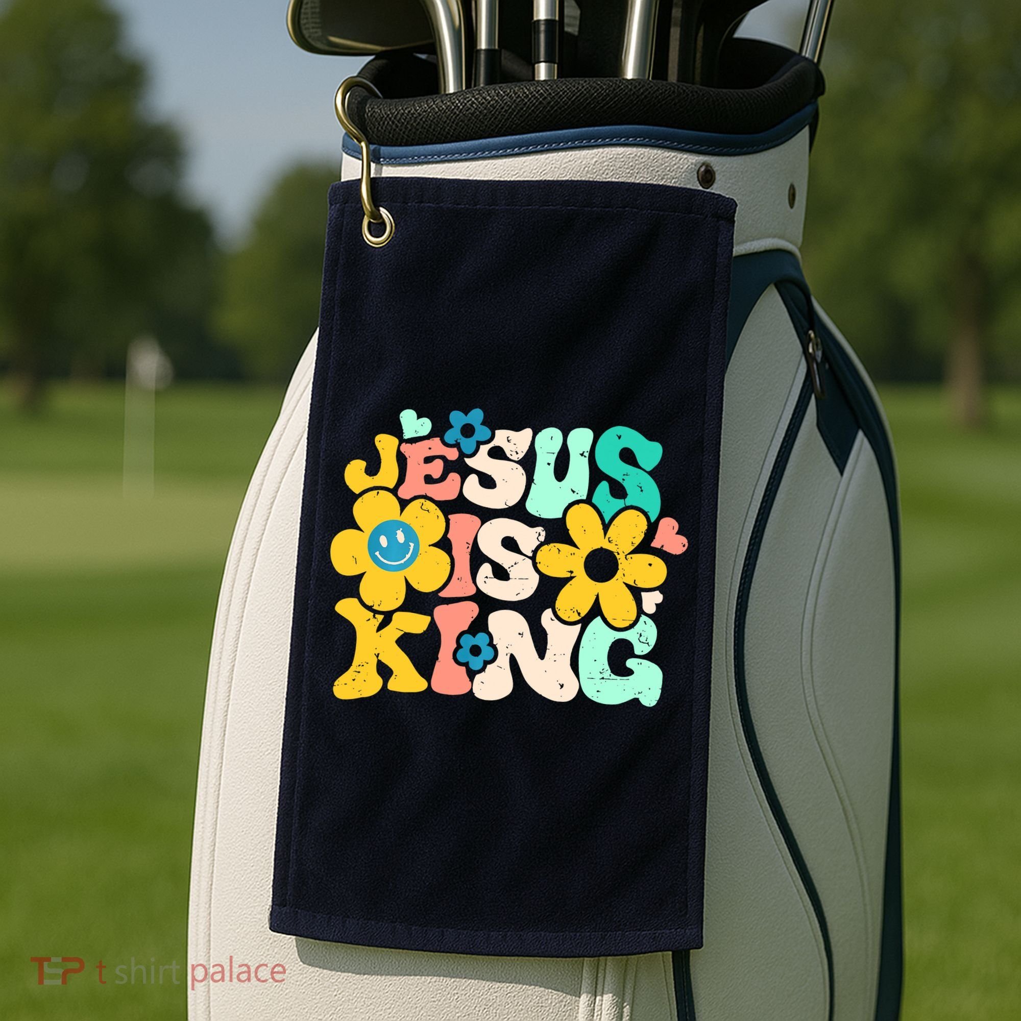 Christian Jesus Is King Aesthetic Groovy Golf Towel