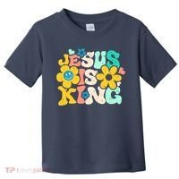 Christian Jesus Is King Aesthetic Groovy Toddler T-Shirt thumb 0