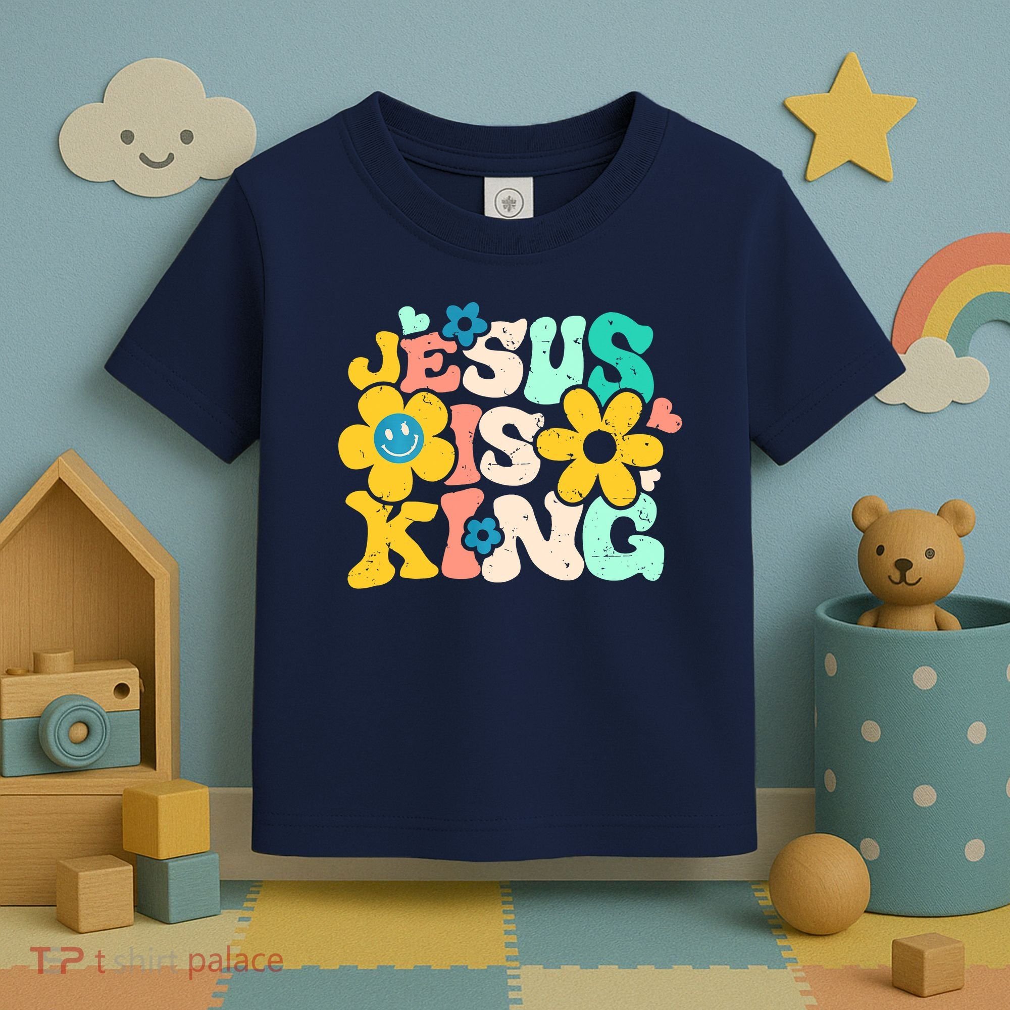 Christian Jesus Is King Aesthetic Groovy Toddler T-Shirt