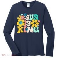 Christian Jesus Is King Aesthetic Groovy Women's Long Sleeve Shirt thumb 0