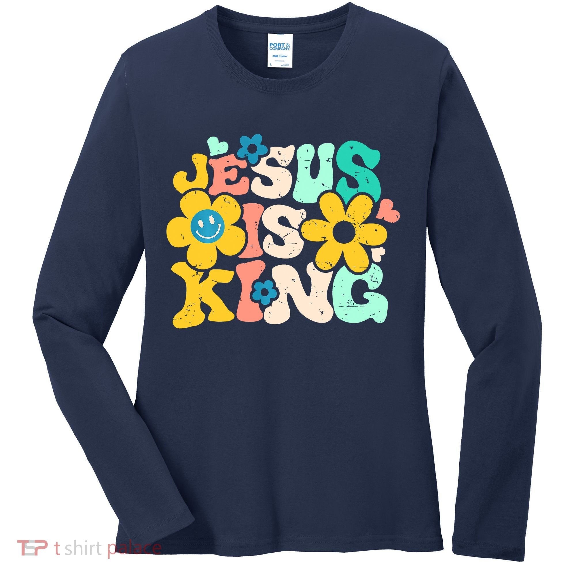 Christian Jesus Is King Aesthetic Groovy Women's Long Sleeve Shirt