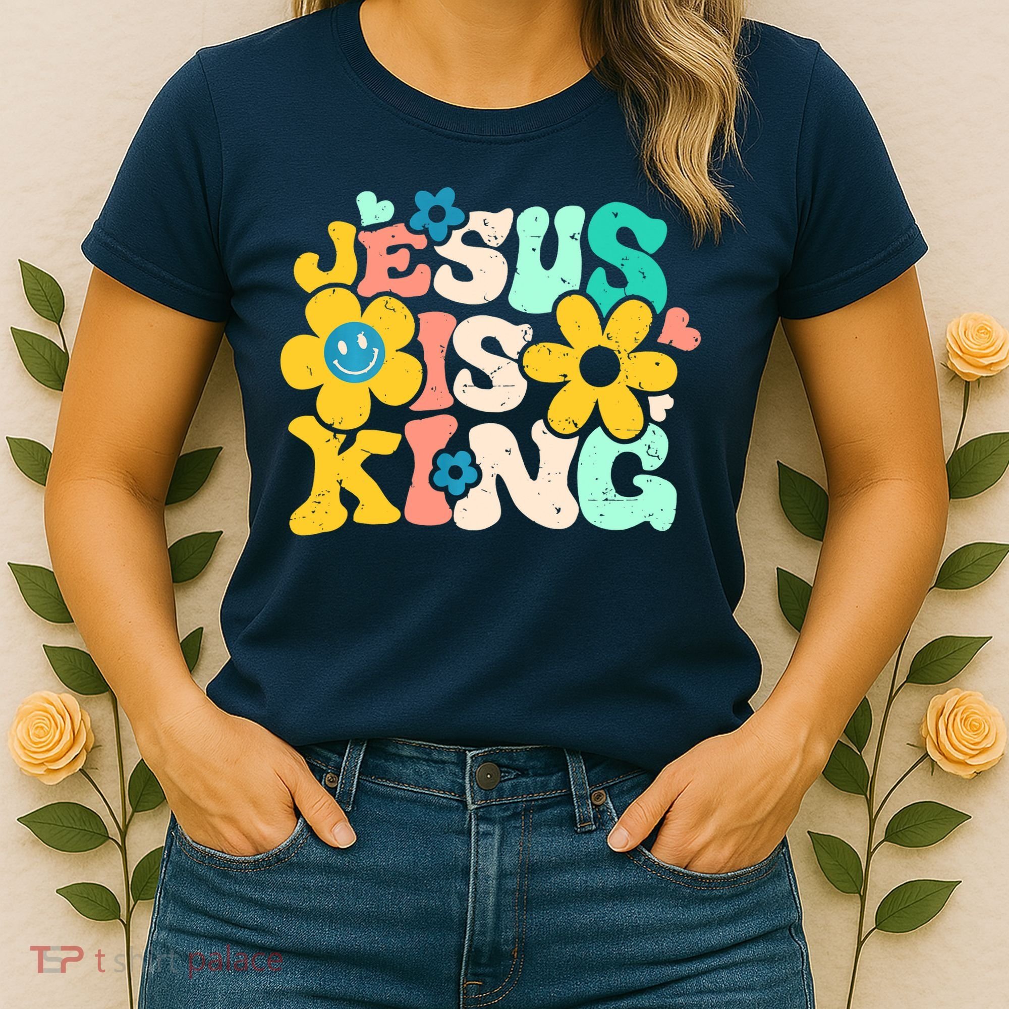 Christian Jesus Is King Aesthetic Groovy Women's T-Shirt