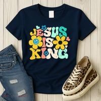 Christian Jesus Is King Aesthetic Groovy Women's T-Shirt thumb 3