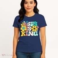 Christian Jesus Is King Aesthetic Groovy Women's T-Shirt thumb 4