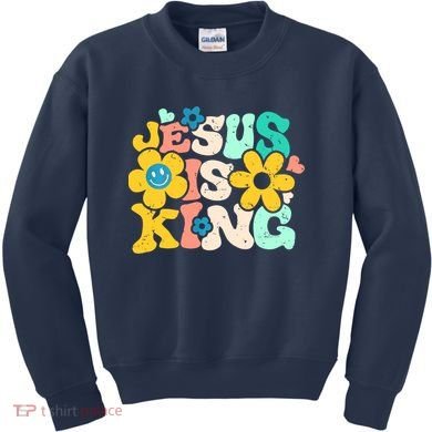 Christian Jesus Is King Aesthetic Groovy Kids Sweatshirt