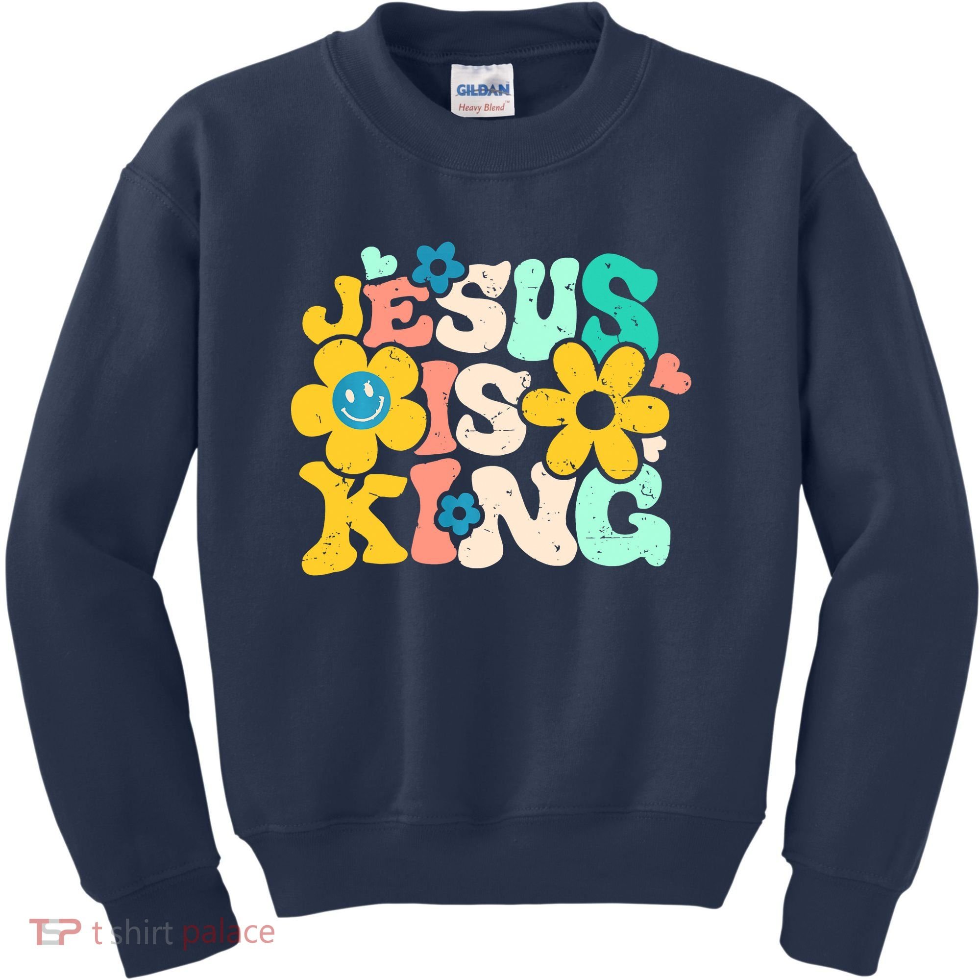 Christian Jesus Is King Aesthetic Groovy Kids Sweatshirt