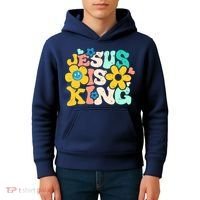 Christian Jesus Is King Aesthetic Groovy Kids Hoodie thumb 4