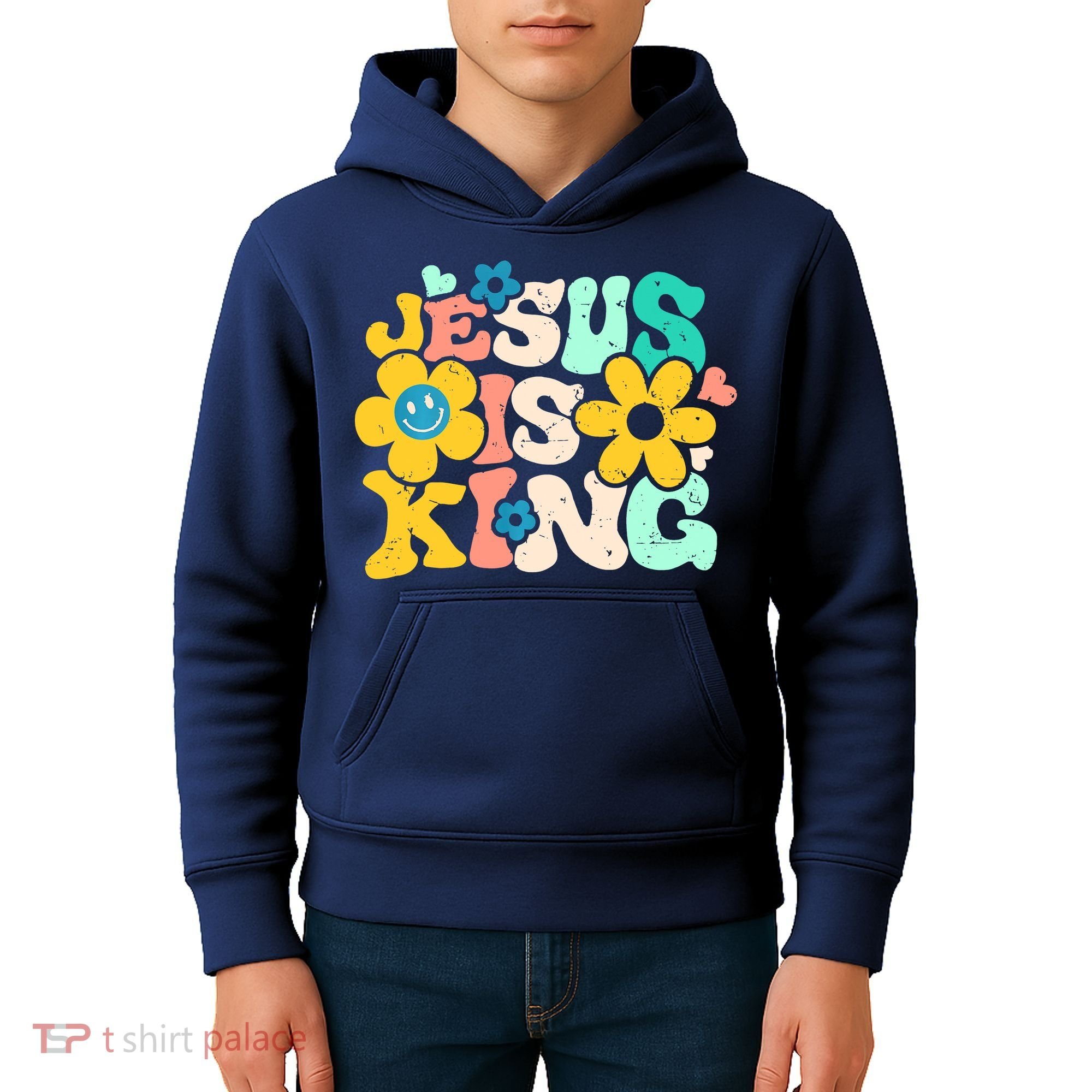 Christian Jesus Is King Aesthetic Groovy Kids Hoodie