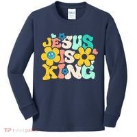Christian Jesus Is King Aesthetic Groovy Kids Long Sleeve Shirt thumb 0