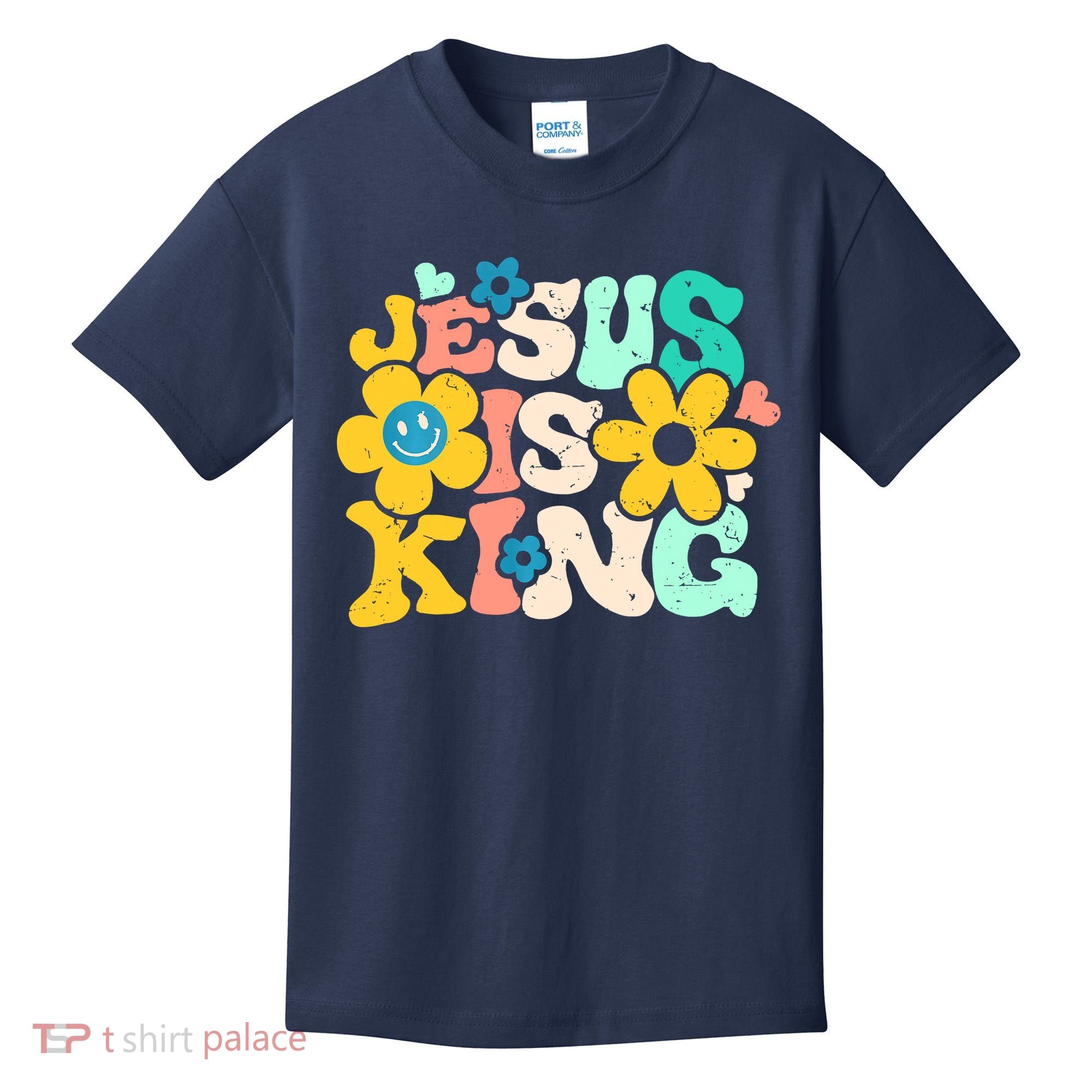 Christian Jesus Is King Aesthetic Groovy Kids T-Shirt