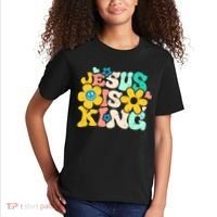 Christian Jesus Is King Aesthetic Groovy Kids T-Shirt thumb 2