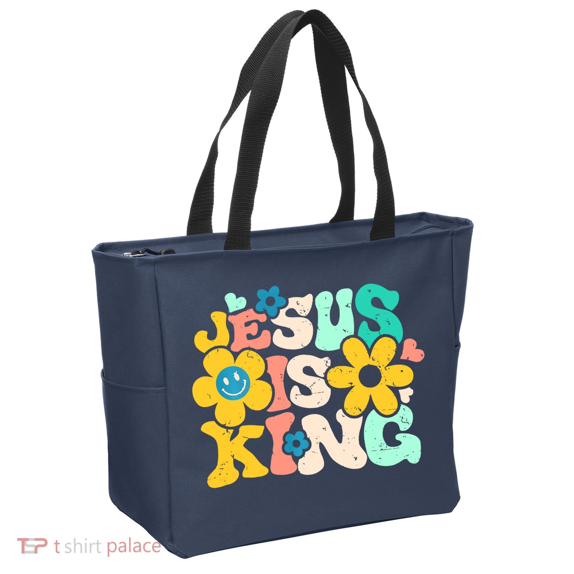 Christian Jesus Is King Aesthetic Groovy Tote Bag