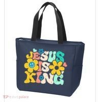 Christian Jesus Is King Aesthetic Groovy Tote Bag thumb 3