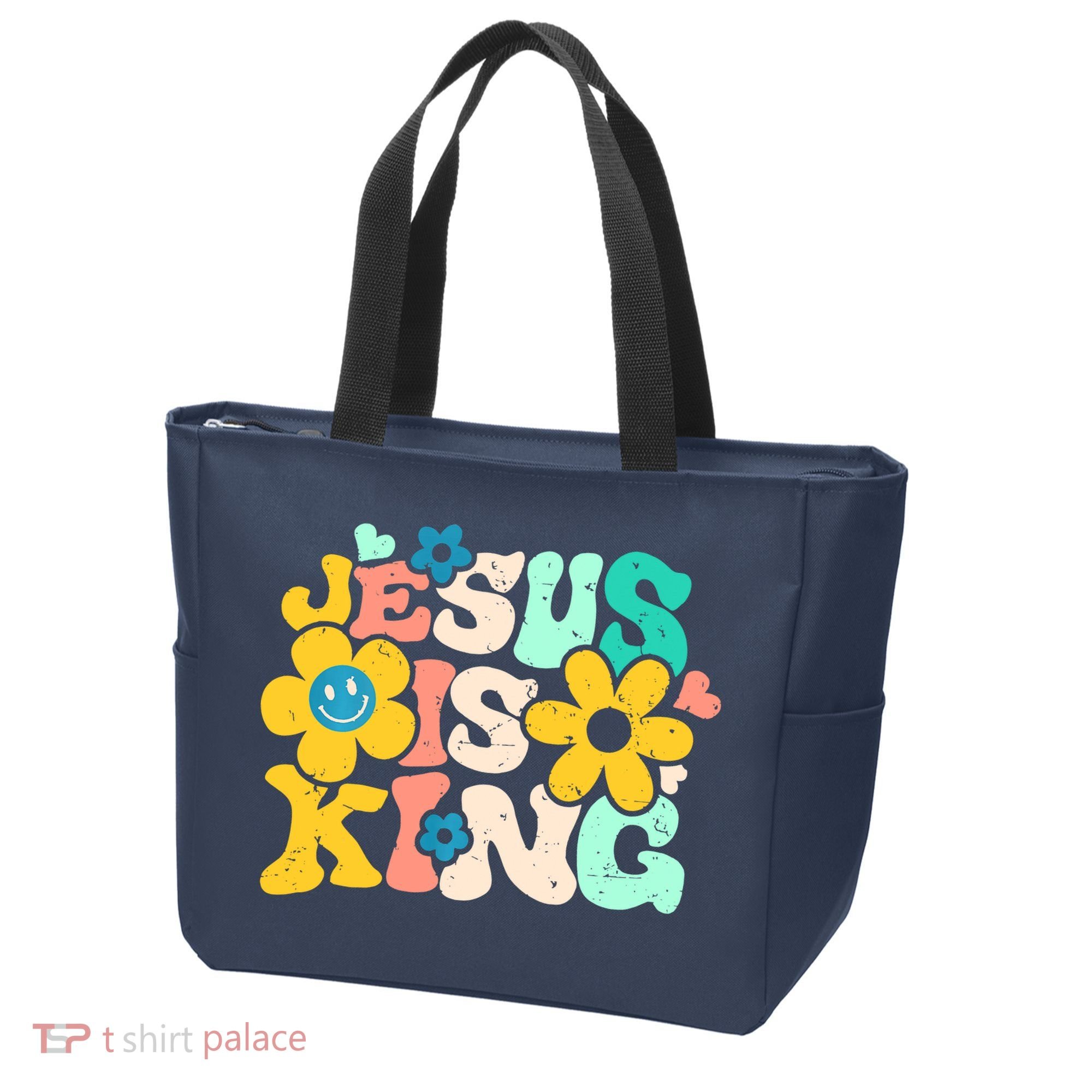 Christian Jesus Is King Aesthetic Groovy Tote Bag