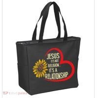Christ JESUS ITS NOT A RELIGION ITS A RELATION Sunflower Tote Bag thumb 2