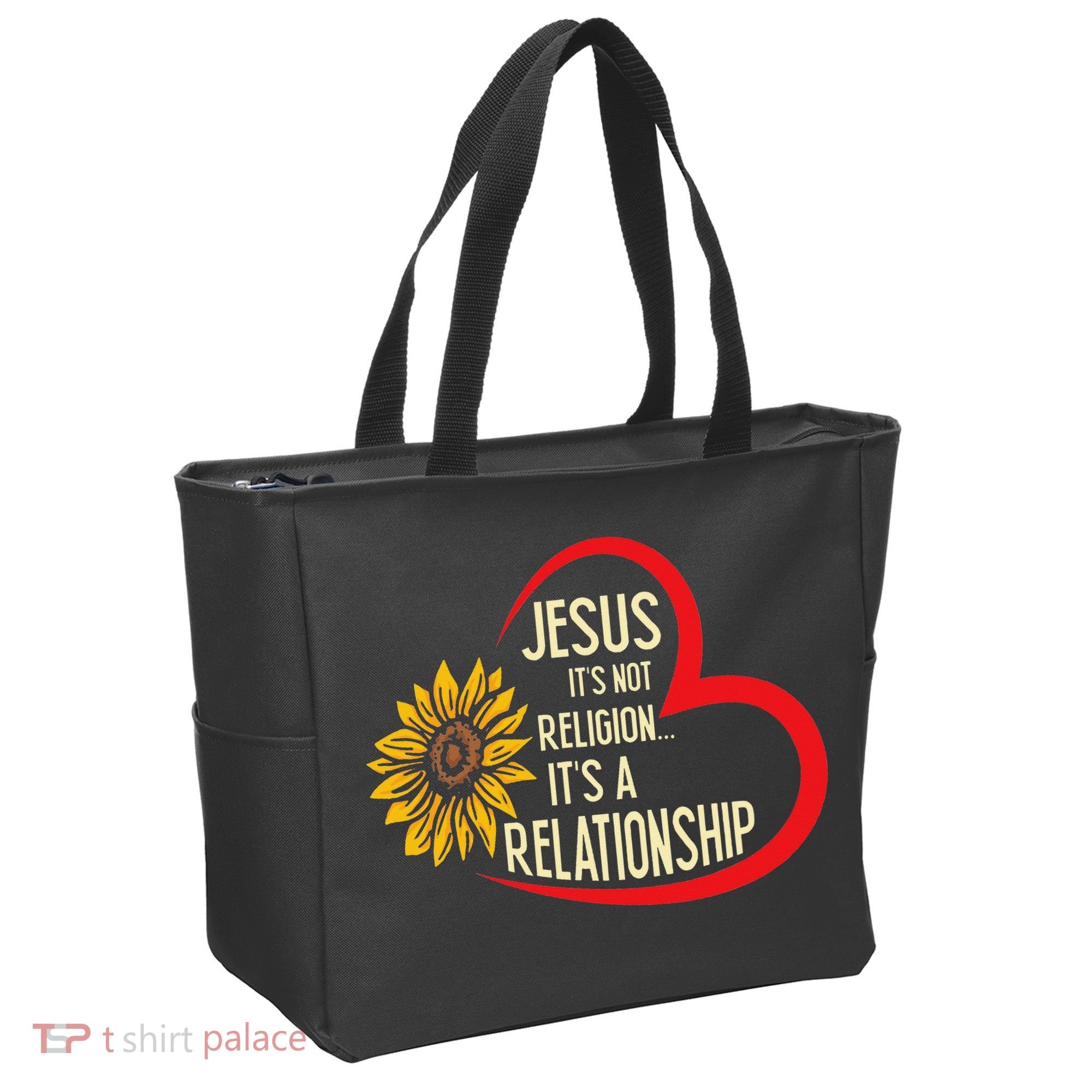 Christ JESUS ITS NOT A RELIGION ITS A RELATION Sunflower Tote Bag