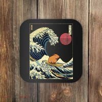 Capybara Japanese Kanagawa Wave Funny Surf Animal Coaster thumb 0