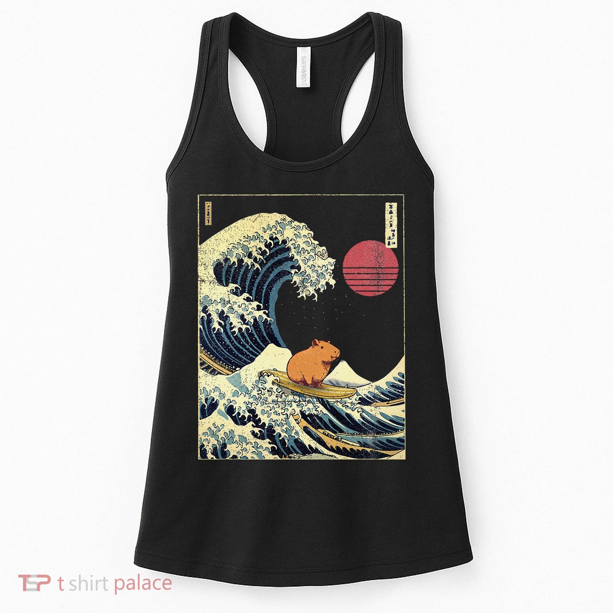 Capybara Japanese Kanagawa Wave Funny Surf Animal Women's Tank Top
