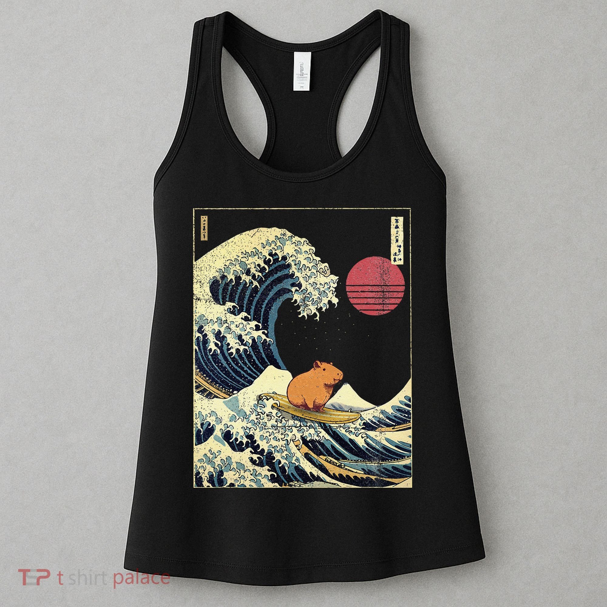 Capybara Japanese Kanagawa Wave Funny Surf Animal Women's Tank Top