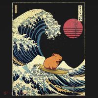 Capybara Japanese Kanagawa Wave Funny Surf Animal Women's Tank Top thumb 5