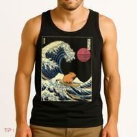 Capybara Japanese Kanagawa Wave Funny Surf Animal Tank Top thumb 3