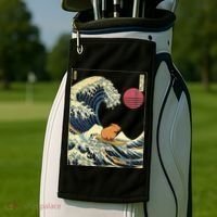 Capybara Japanese Kanagawa Wave Funny Surf Animal Golf Towel thumb 2