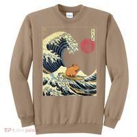 Capybara Japanese Kanagawa Wave Funny Surf Animal Sweatshirt thumb 0