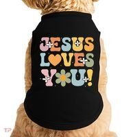 Cute Jesus Loves You Groovy Christian Doggie Tank thumb 0