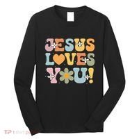 Cute Jesus Loves You Groovy Christian Long Sleeve Shirt thumb 0