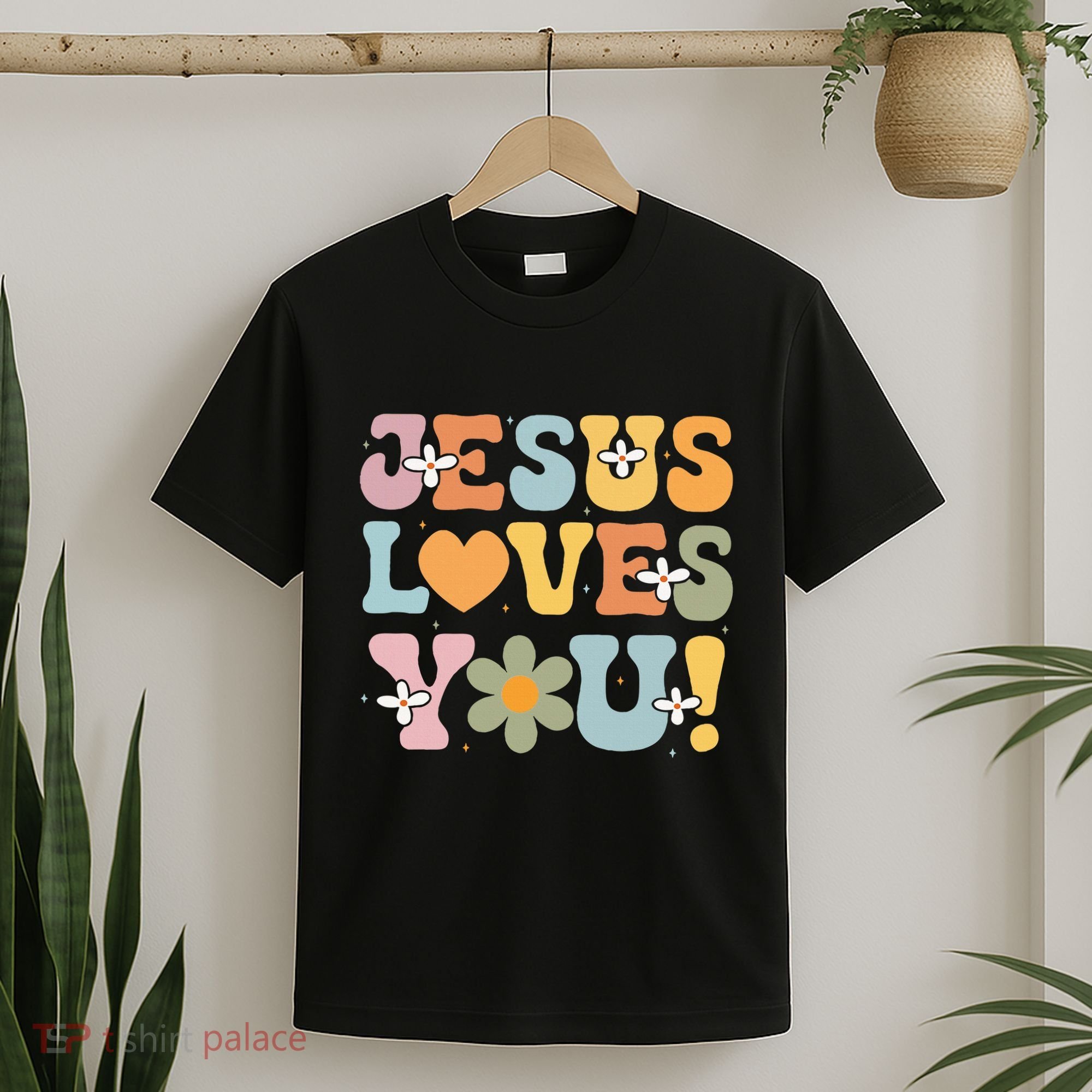 Cute Jesus Loves You Groovy Christian T-Shirt