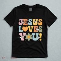 Cute Jesus Loves You Groovy Christian T-Shirt thumb 5