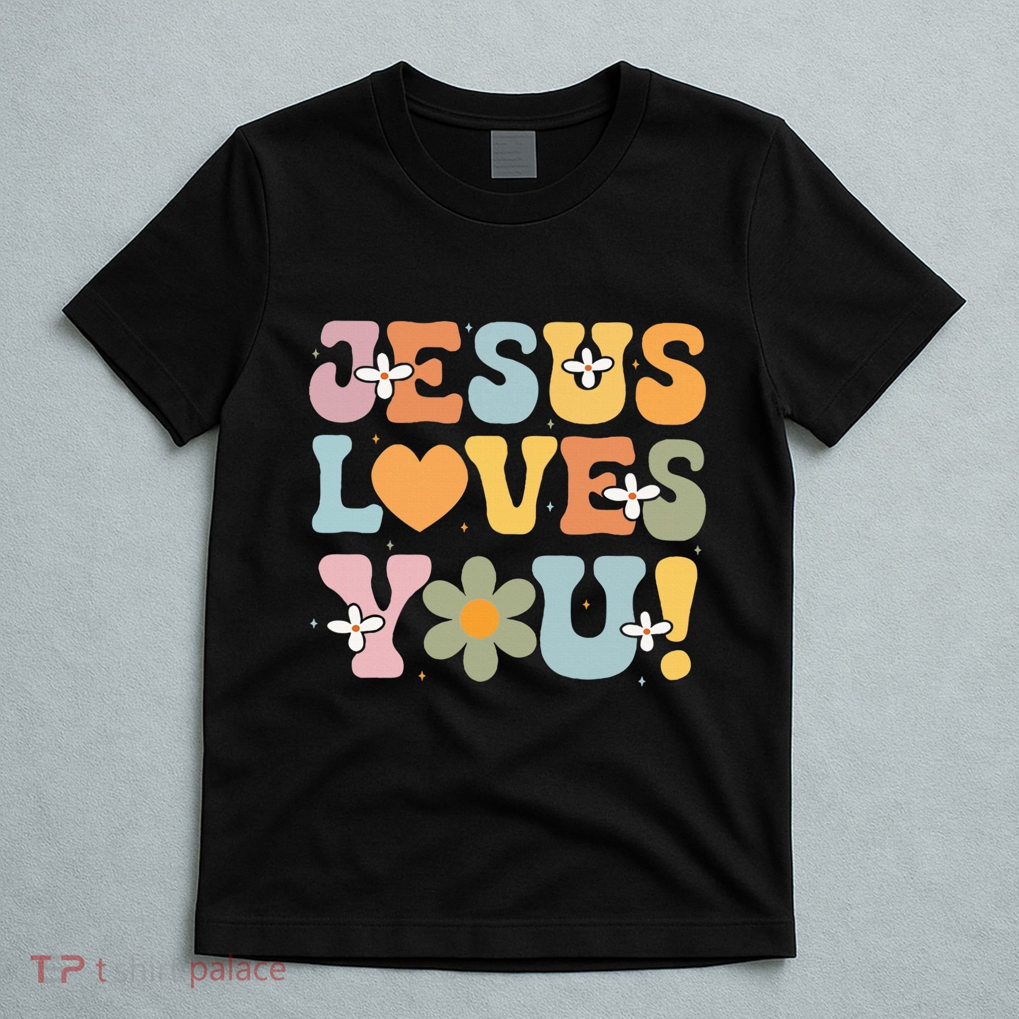 Cute Jesus Loves You Groovy Christian T-Shirt