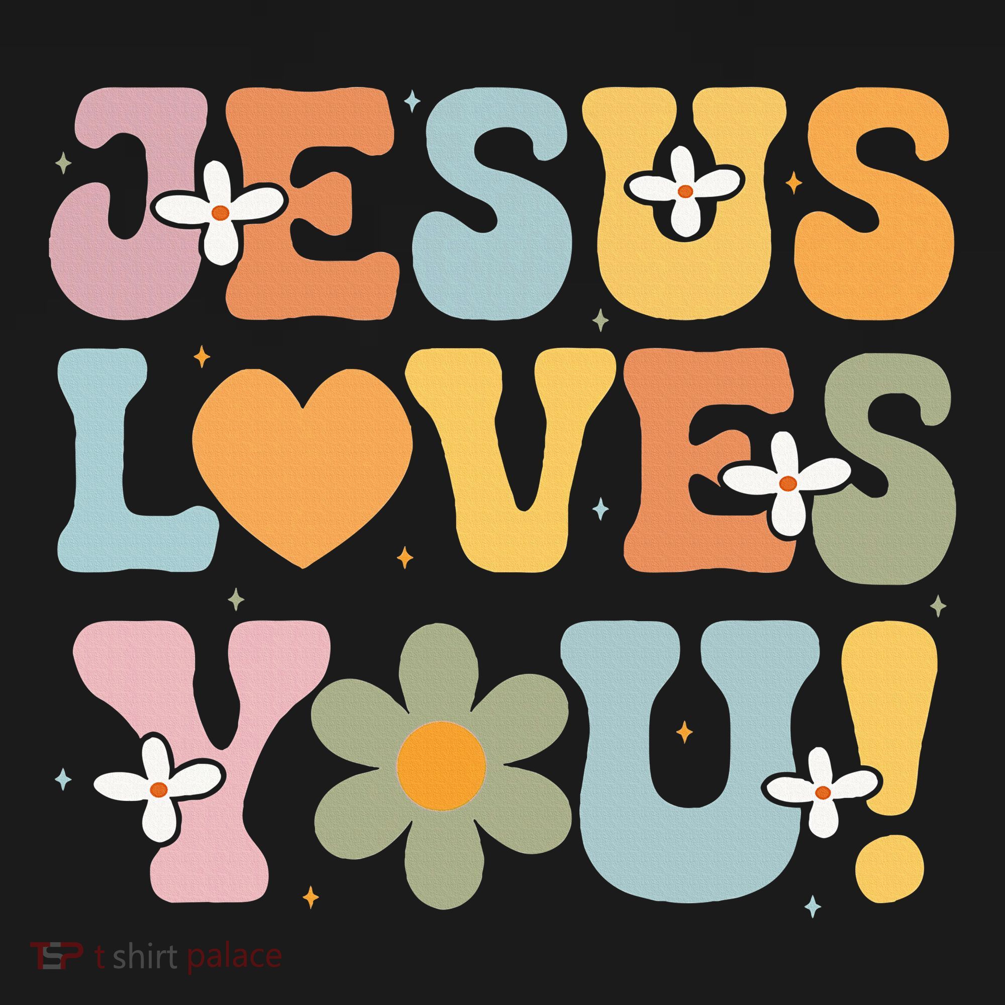 Cute Jesus Loves You Groovy Christian T-Shirt