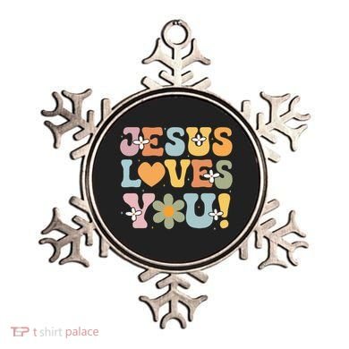 Cute Jesus Loves You Groovy Christian Ornament