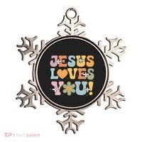 Cute Jesus Loves You Groovy Christian Ornament thumb 0