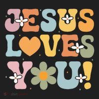 Cute Jesus Loves You Groovy Christian Hat thumb 2