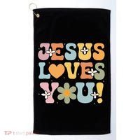 Cute Jesus Loves You Groovy Christian Golf Towel thumb 0