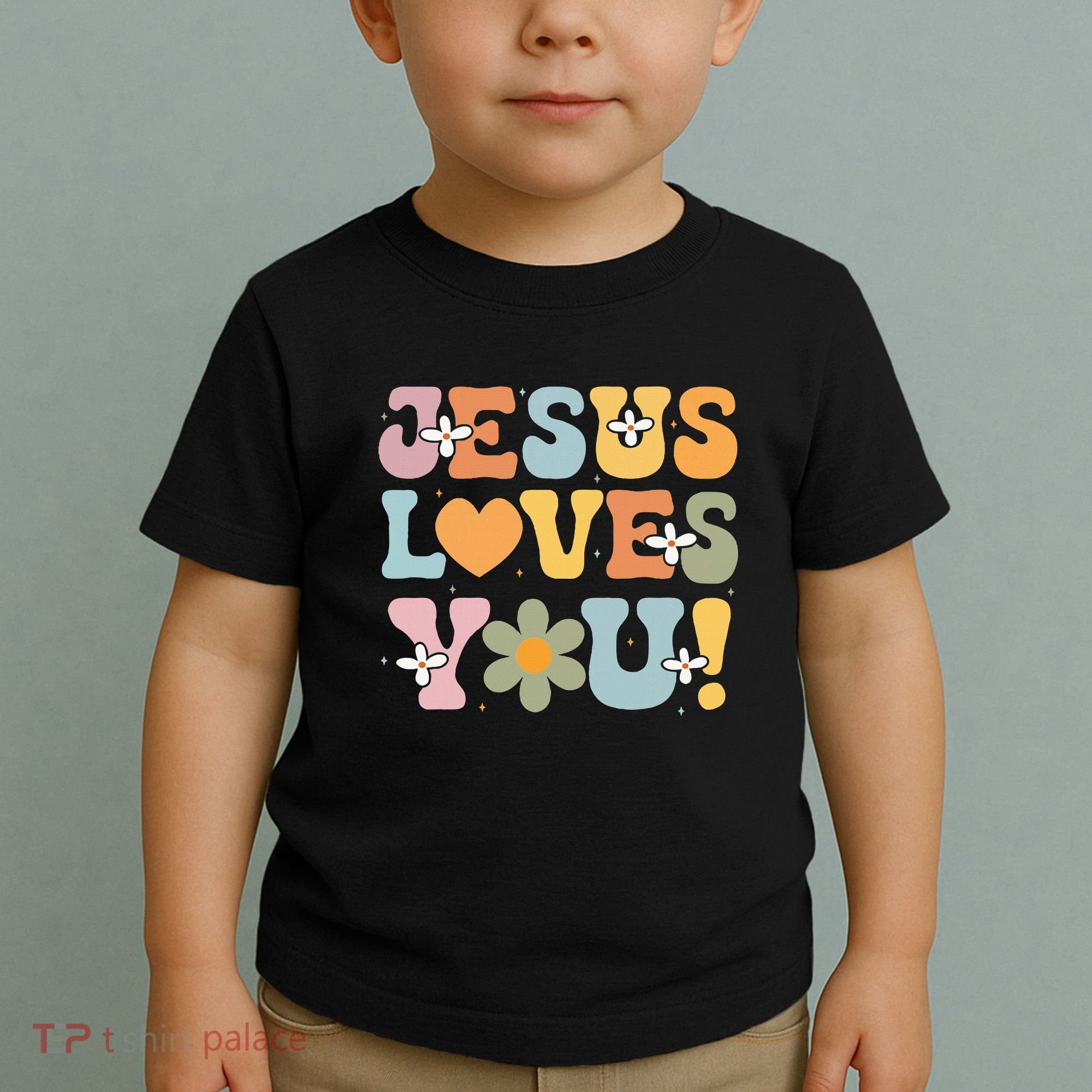 Cute Jesus Loves You Groovy Christian Toddler T-Shirt