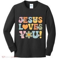 Cute Jesus Loves You Groovy Christian Kids Long Sleeve Shirt thumb 0