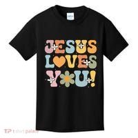 Cute Jesus Loves You Groovy Christian Kids T-Shirt thumb 0