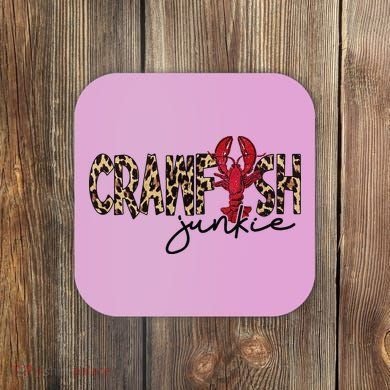 Crawfish Junkie Leopard Cheetah Crawfish Lover Coaster