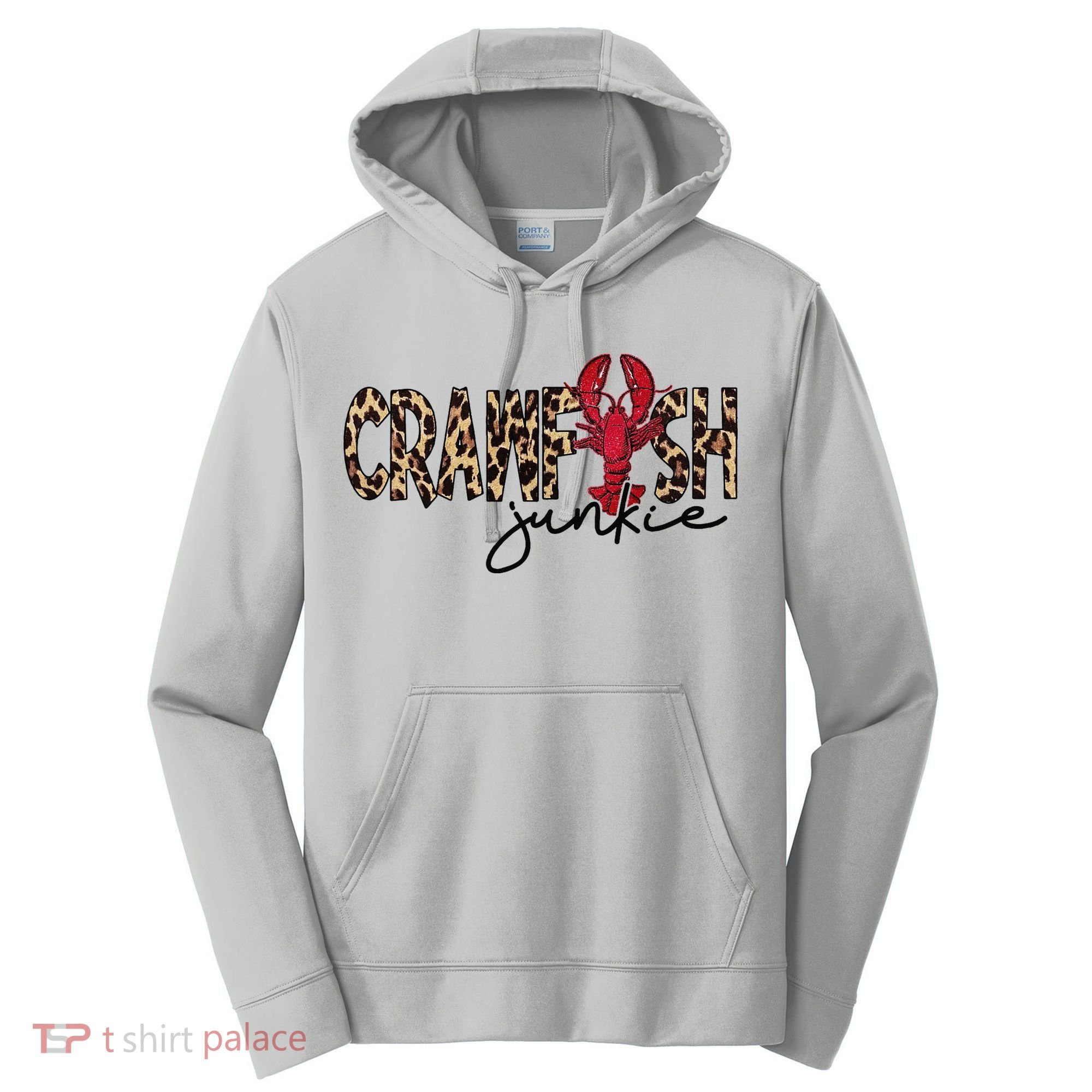 Crawfish Junkie Leopard Cheetah Crawfish Lover Performance Fleece Hoodie