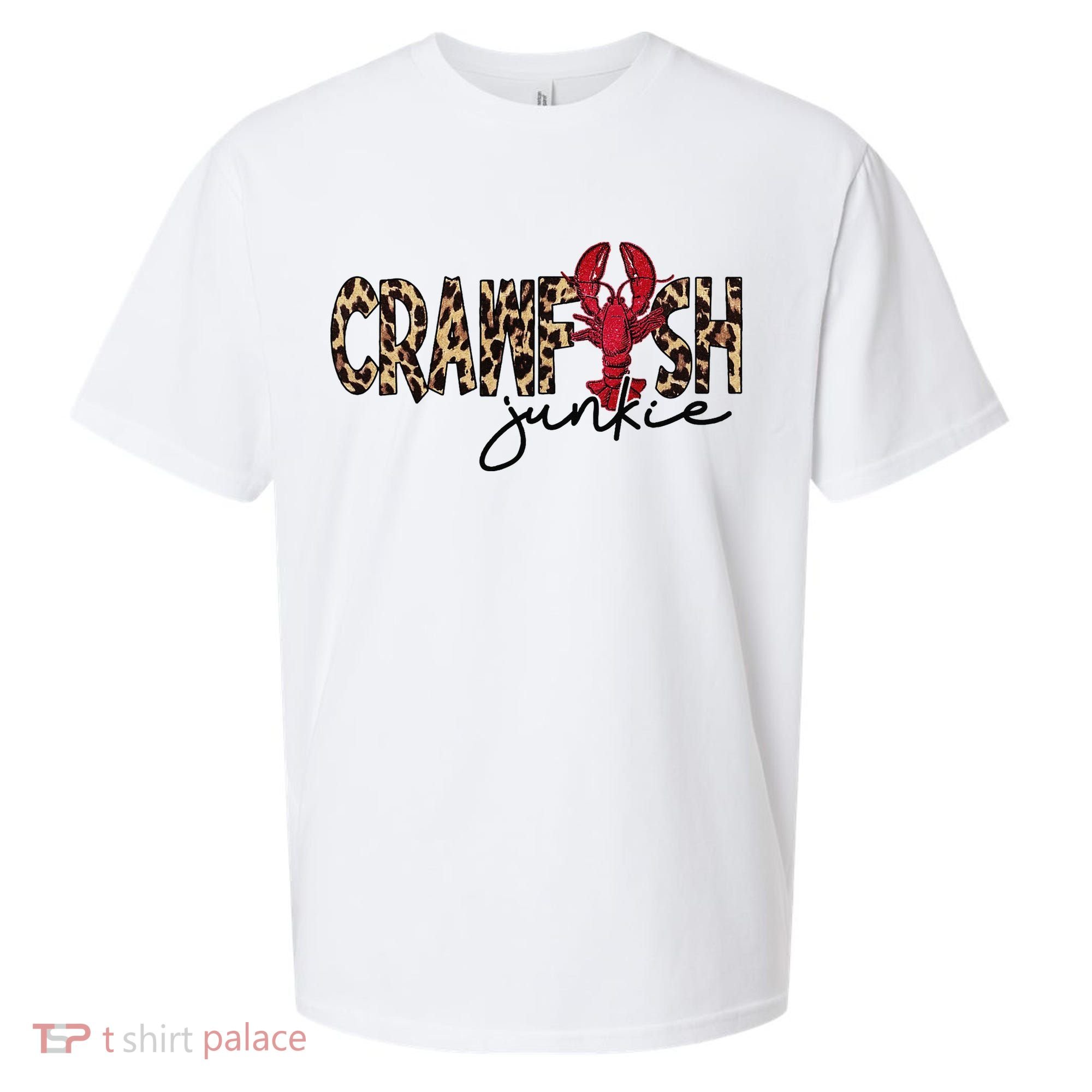 Crawfish Junkie Leopard Cheetah Crawfish Lover Sueded Cloud Jersey T-Shirt